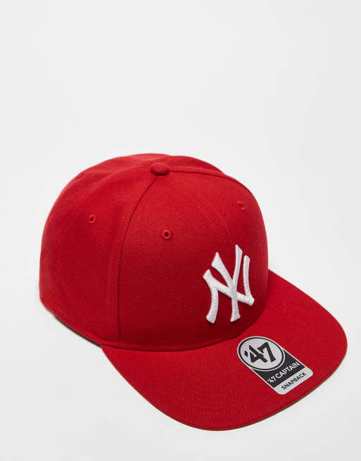 47 Brand - Casquette ajustée avec visière droite et logo NY Yankees - Rouge