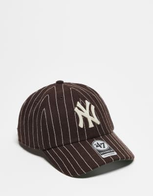 47 Brand - NY Yankees - Casquette minimaliste à broderie logo et rayures contrastantes - Marron-Brown