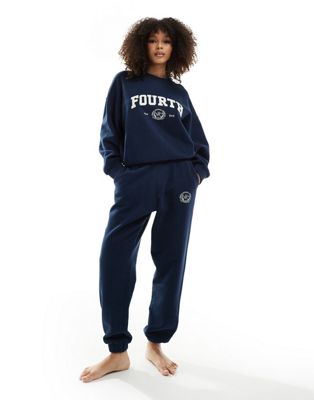 4th & Reckless A pollo lounge cuffed joggers in navy