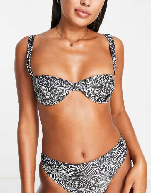 4th & Reckless X Amaka Hamelijnck elsie crinkle underwire cup bikini top in  cornflower blue