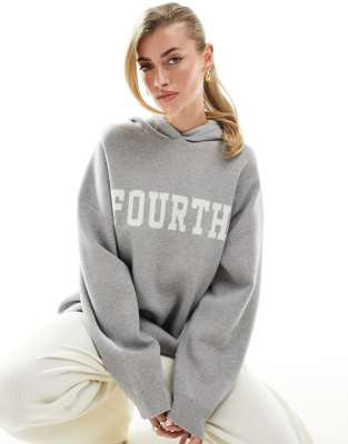 4th & Reckless – Alexia – Gestrickter Lounge-Kapuzenpullover in Grau meliert