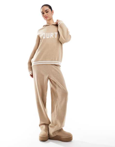 4th & Reckless - Alexia - Jacquard gebreide joggingbroek in beige - view 1