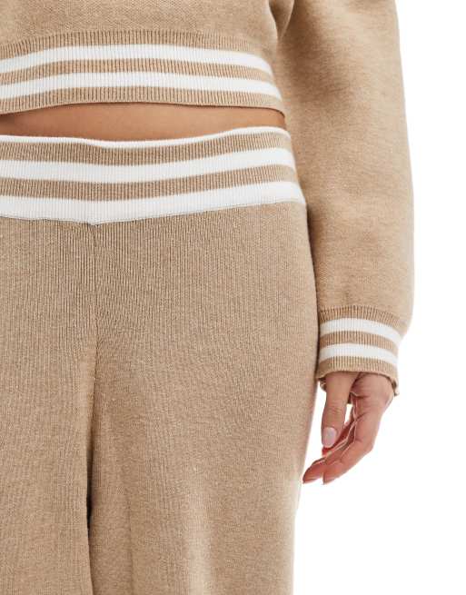 4th & Reckless - Alexia - Jacquard gebreide joggingbroek in beige, 3 van 5