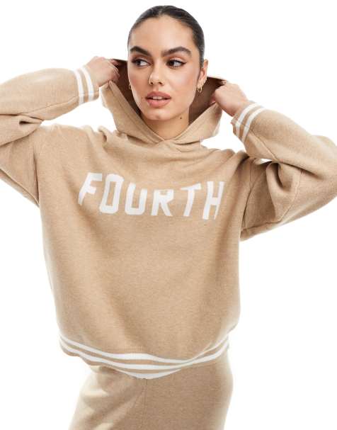 4th & Reckless Alexia jaquard knit hoodie in beige - view 1