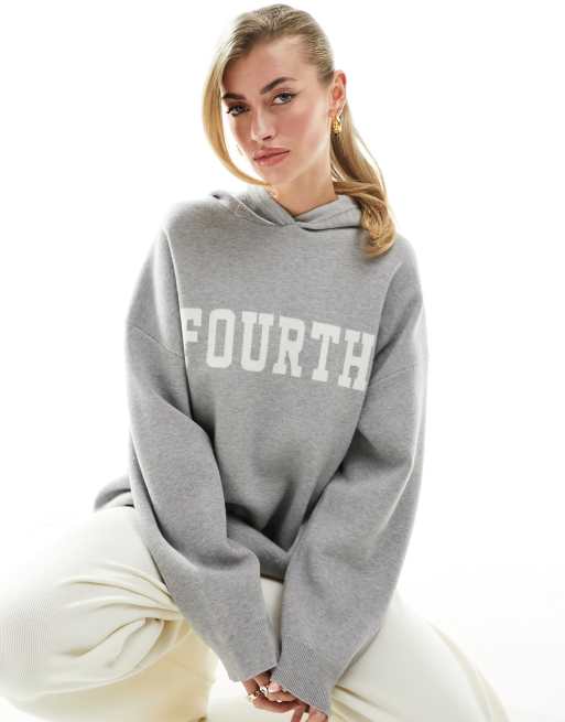 4th & Reckless - Alexia - Sweat à capuche confort en maille - Gris chiné