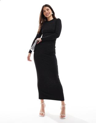 4th & Reckless 4th & Reckless all over hotfix maxi skirt co-ord in black