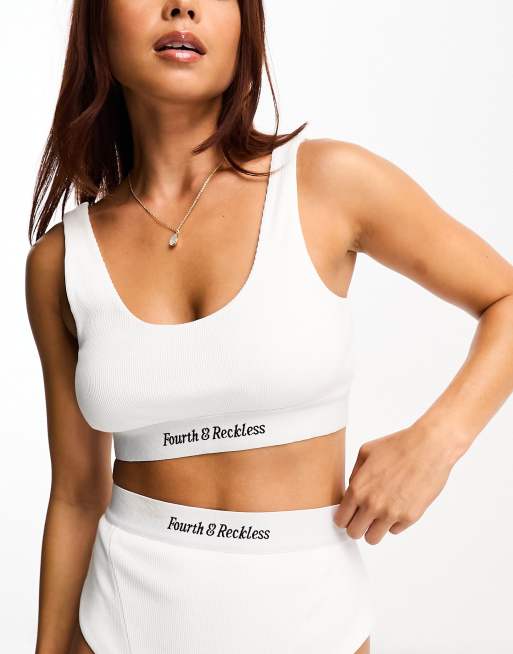 4th & Reckless Angelina rib bralet in white