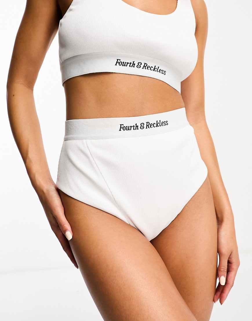4th & Reckless Angelina rib high waisted brief in white