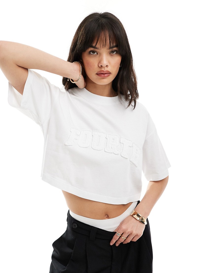 4th & Reckless applique logo boxy t-shirt in white