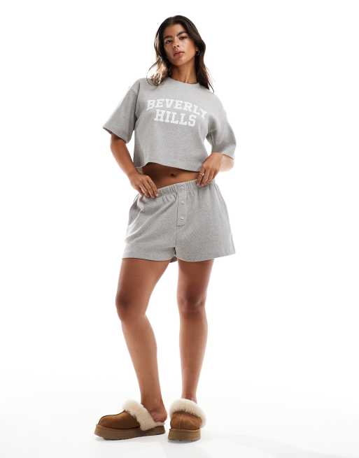 4th & Reckless Ara waffle boxer shorts in grey
