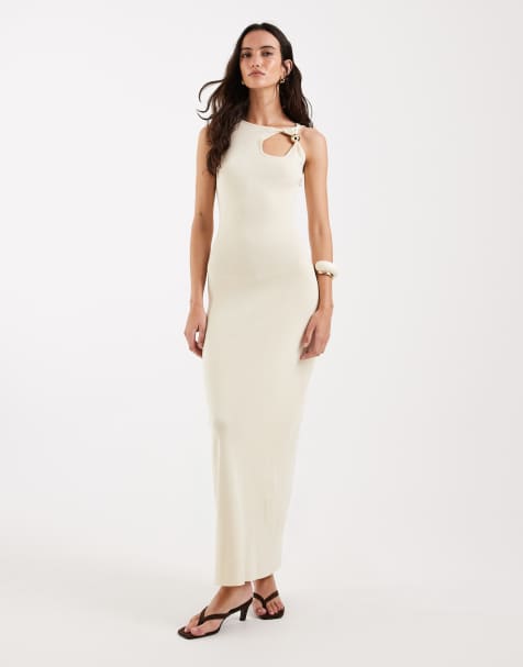 4th & Reckless – Ärmelloses Kleid aus Feinstrick in Zitronengelb mit Zierausschnitt und goldfarbenen Metalldetails - view 1