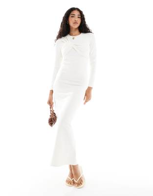 4th & Reckless Asymmetric Drape Bust Detail Maxi Dress In White