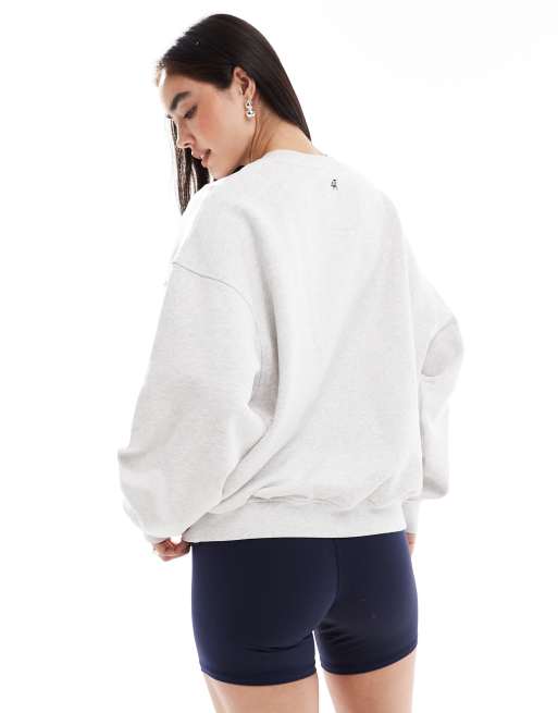 4th & Reckless - Avenue - Lysegrå sweatshirt med logo i bomuld, 4 af 4