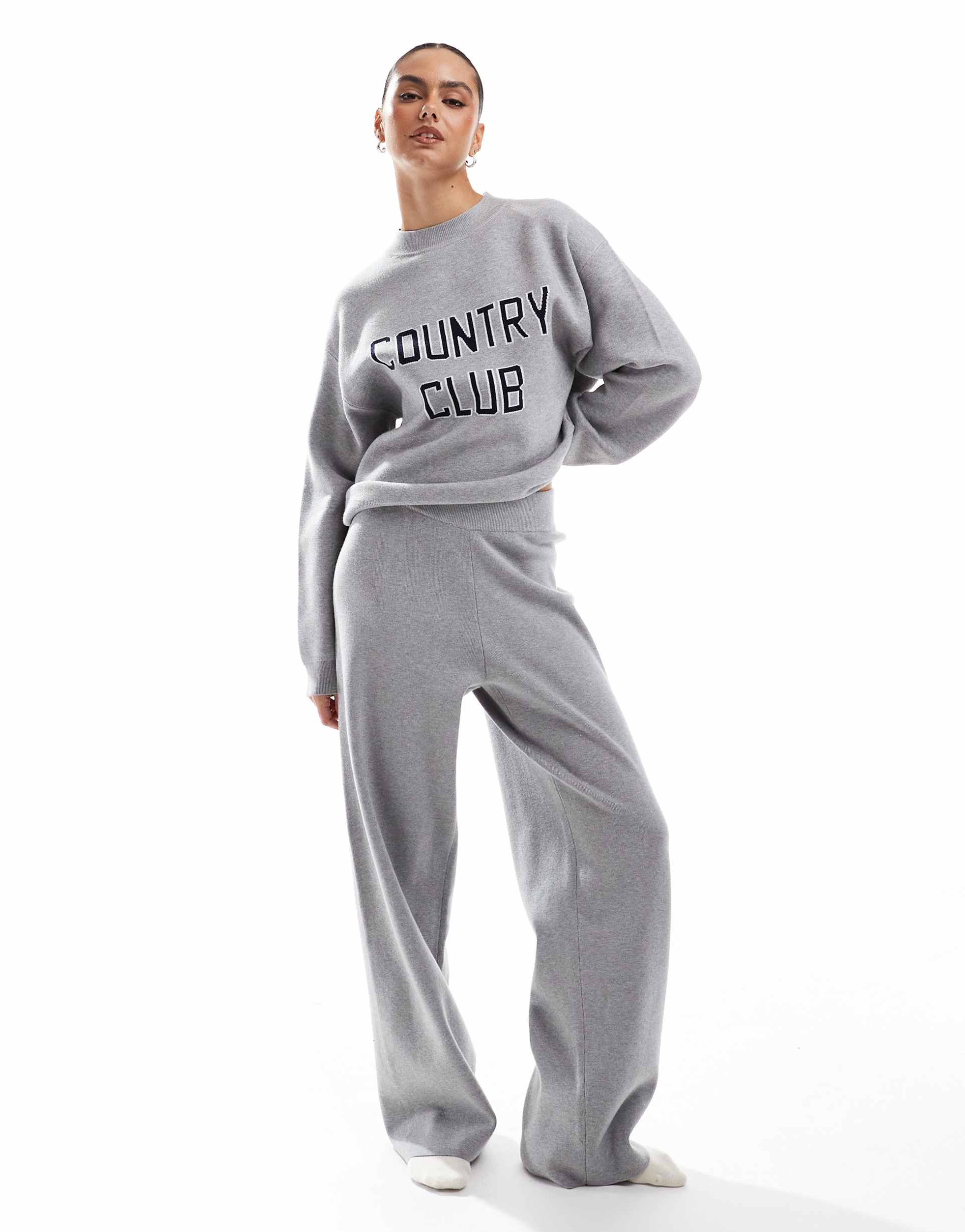 4th & reckless avery jacquard knit sweatpants in gray