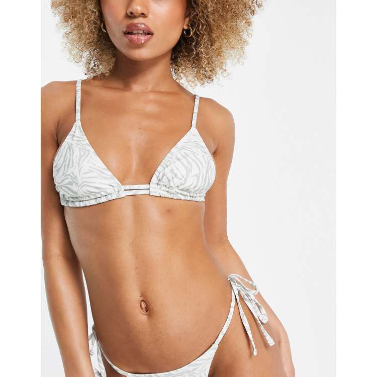 Baker Asos Donna Sport & Swimwear Costumi da bagno Bikini Bikini a Triangolo Top bikini a triangolo color salvia zebrato 