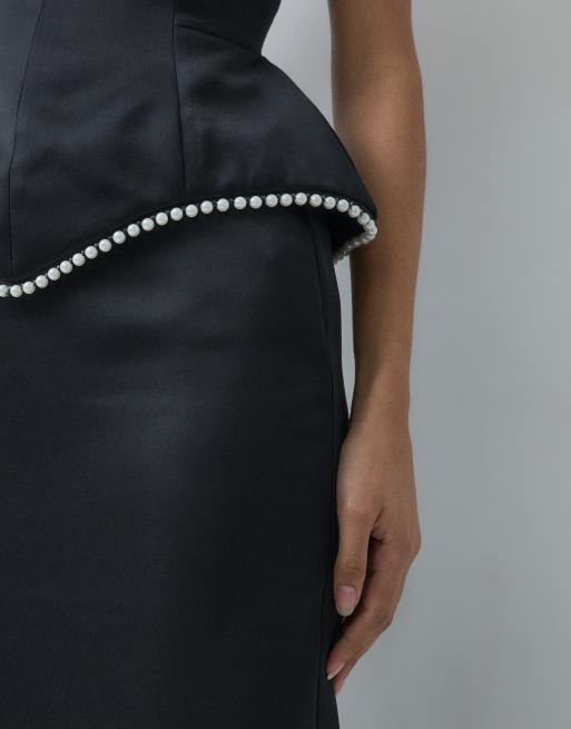 4th & Reckless bandeau bead detail structured hem top co-ord in black, 6 of 6