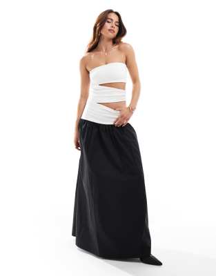 4th & Reckless bandeau cut out dropped waist maxi dress in monochrome-Multi