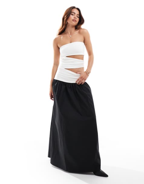 4th & Reckless bandeau cut out dropped waist maxi dress in monochrome - view 1