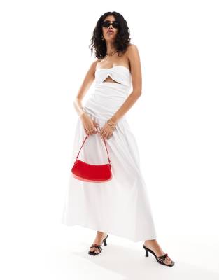 4th & Reckless bandeau cut out dropped waist maxi dress in white