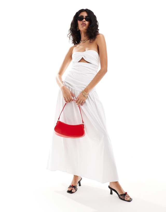 4th & Reckless - bandeau cut out dropped waist maxi dress in white