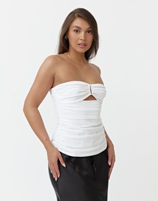 bandeau cut out ring detail top in white