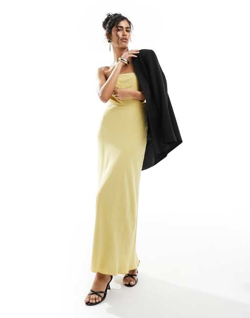 Plain yellow maxi dress best sale