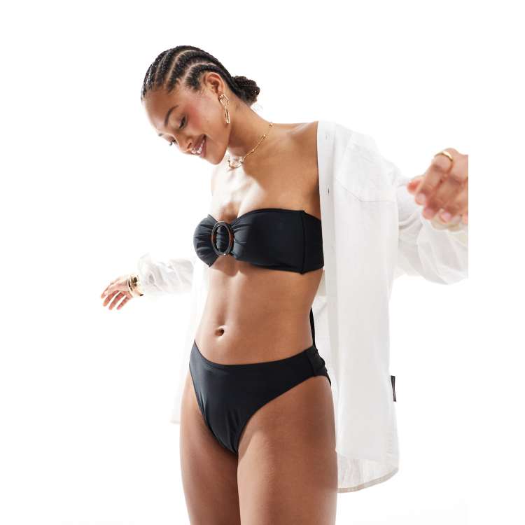 4th & Reckless bandeau tortoise shell buckle tie back bikini