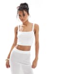 [4th & Reckless] 4th & Reckless beach knit cami top with crochet trim in white (part of a set) 10 White
