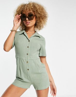 4th & Reckless beach playsuit in sage