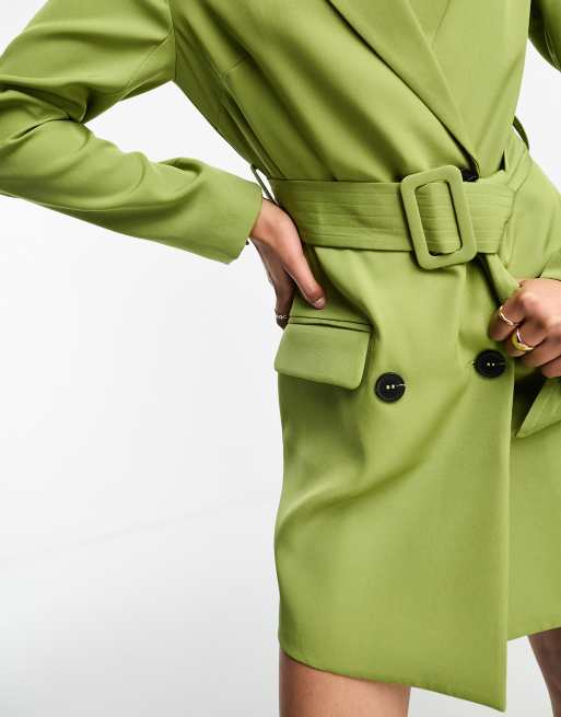 green belted blazer dress Arabella Cotton Maxi Dress-Green Elegant Blossom