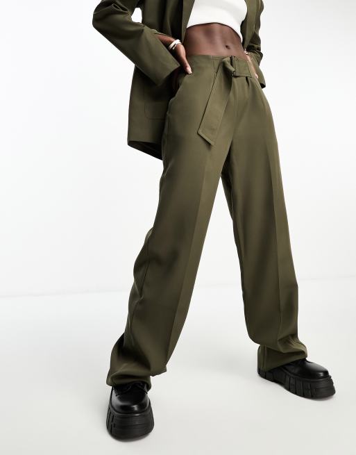 4th & Reckless belted tailored pants in khaki - part of a set