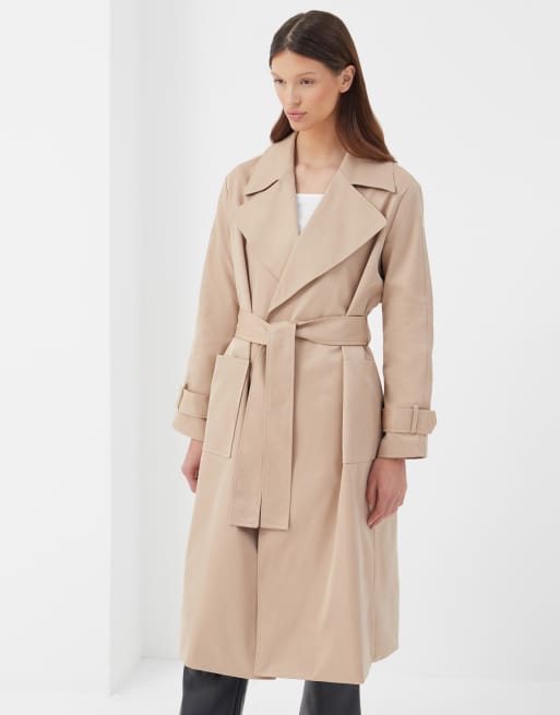 Double Breasted Relaxed Fit Trench Coat, Beige