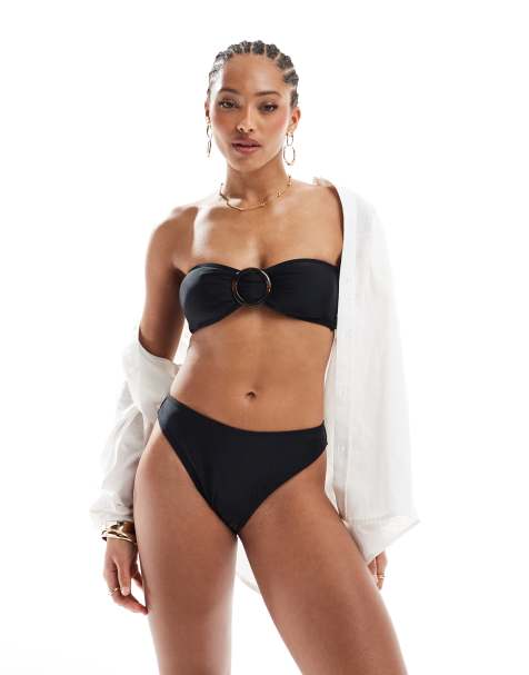4th & Reckless – Bikinihose in Schwarz mit hohem Beinausschnitt, Kombiteil - view 1