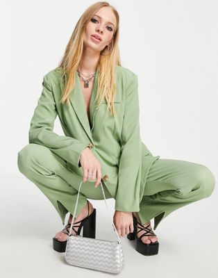 4th & Reckless blazer co ord in green