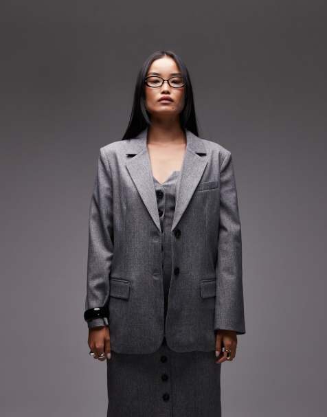 4th & Reckless - Blazer d'ensemble oversize coupe masculine avec poche - Gris - view 1
