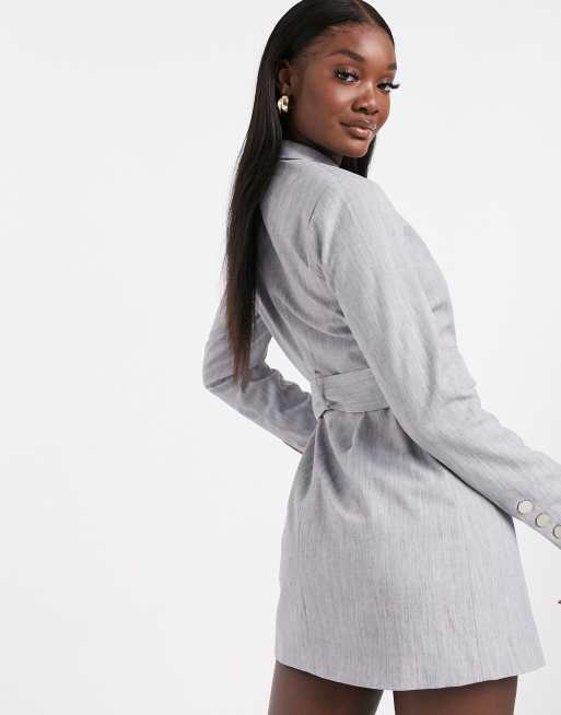 4th Reckless Blazer Kleid Mit Schnallendetail Und Gurtel In Grau Asos