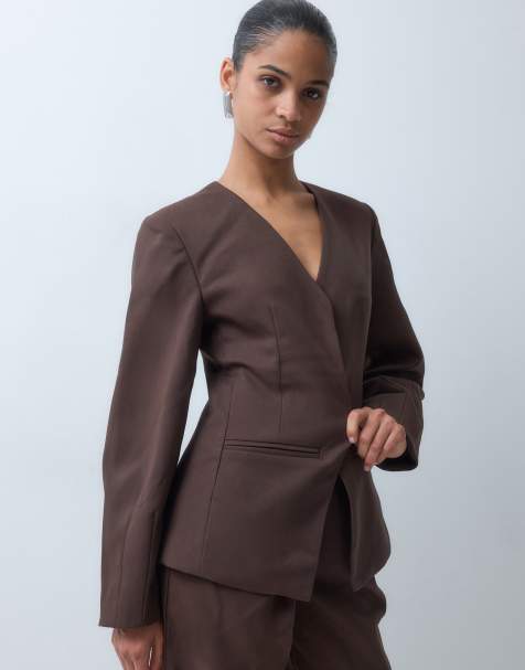 4th & Reckless Blazer-Kombiteil mit Cocoon-Ärmeln und taillierter Taille in Schokobraun - view 1