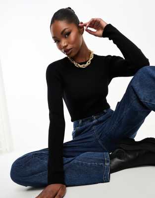 4th & Reckless knitted rib body in black - ASOS Price Checker