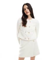 flouncy mini dress It's Complicated Crossover Bodice Flounce Mini Dress White