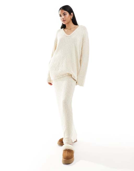 4th & Reckless boucle knit scoop neck jumper in cream (part of a set), 3 of 4