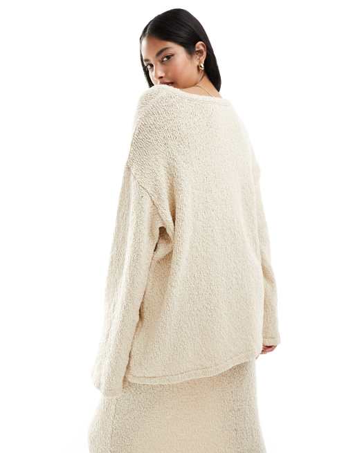 4th & Reckless boucle knit scoop neck jumper in cream (part of a set), 4 of 4