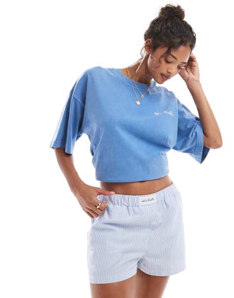 4th & Reckless - Boxershorts met logodetail in blauwe streep - view 1