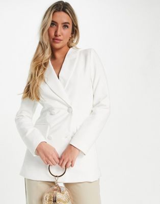 4th + Reckless Bridal double breasted suit blazer in white