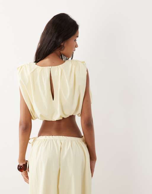 4th & Reckless bubble hem sleeveless top in lemon (part of a set), 4 of 4