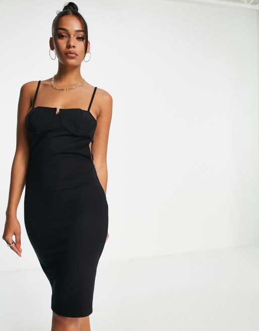 4th Reckless bustier bodycon midi dress in black ASOS