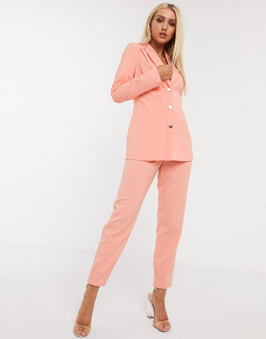 4th & Reckless 4th + Reckless Button Detail Cigarette Pants In Coral-orange