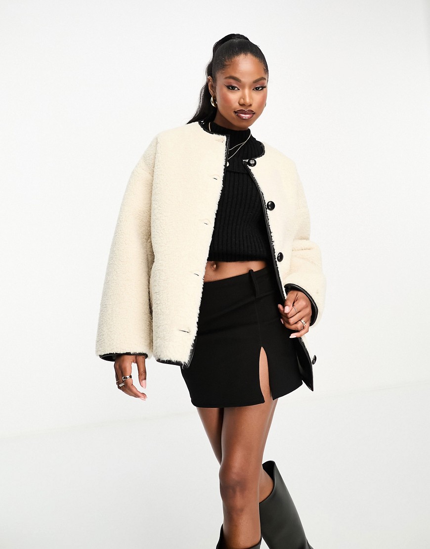 4th & Reckless Yanis Round-neck Faux-shearling Jacket In White