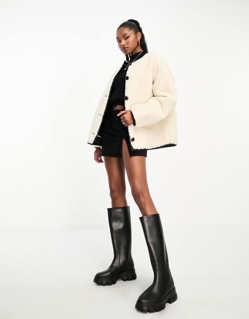 Zara black shop shearling jacket