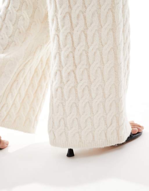 4th & Reckless cable knit wide leg pants in cream - part of 4th & Reckless cable knit wide leg pants in cream - part of