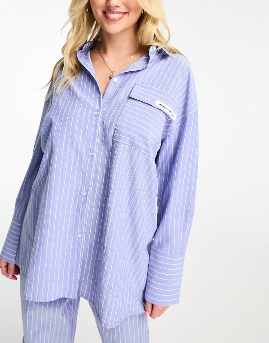 4th & Reckless cabo cotton poplin striped shirt in blue